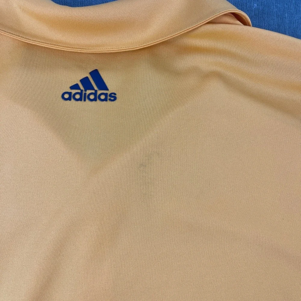 Adidas Mens Large Yellow Polo Shirt Riviera Country Club Golf Stripe